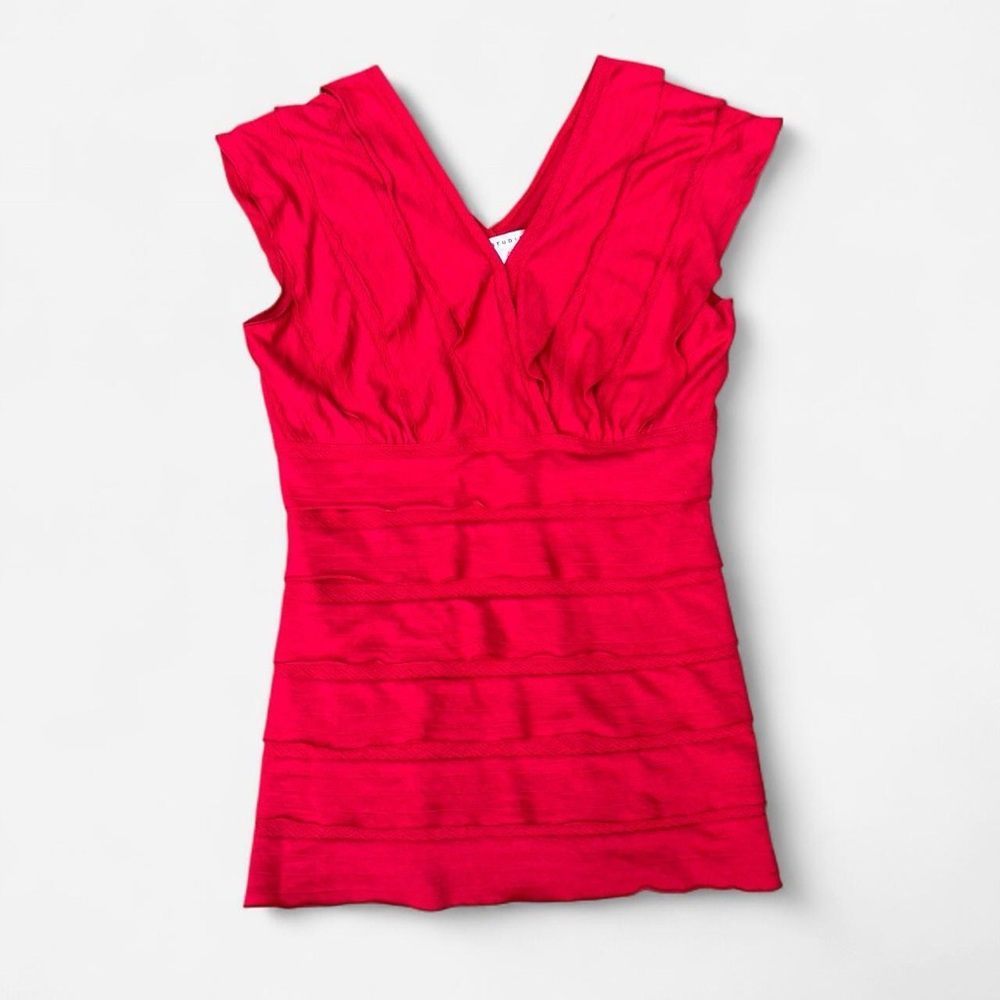 Max Studio V-Neck Ribbed Top